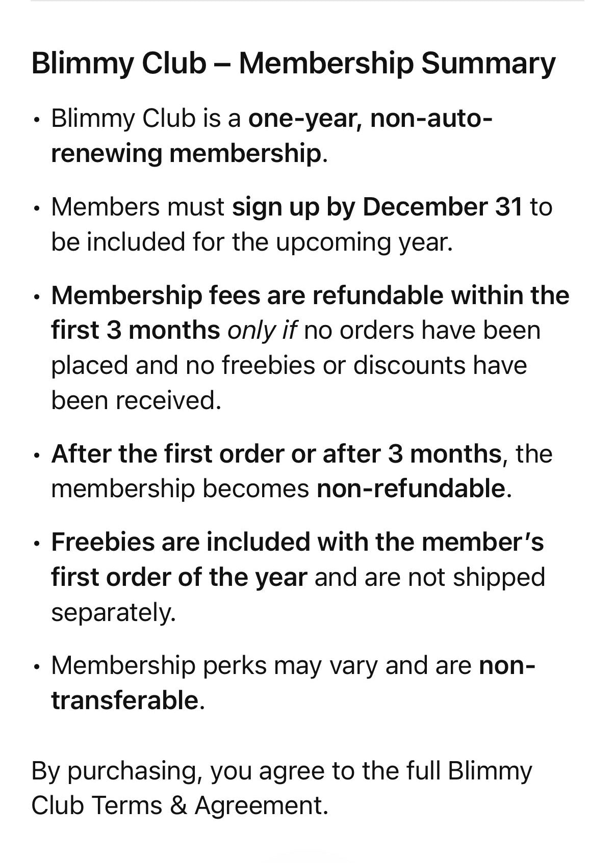 Blimmy Club Annual Membership!