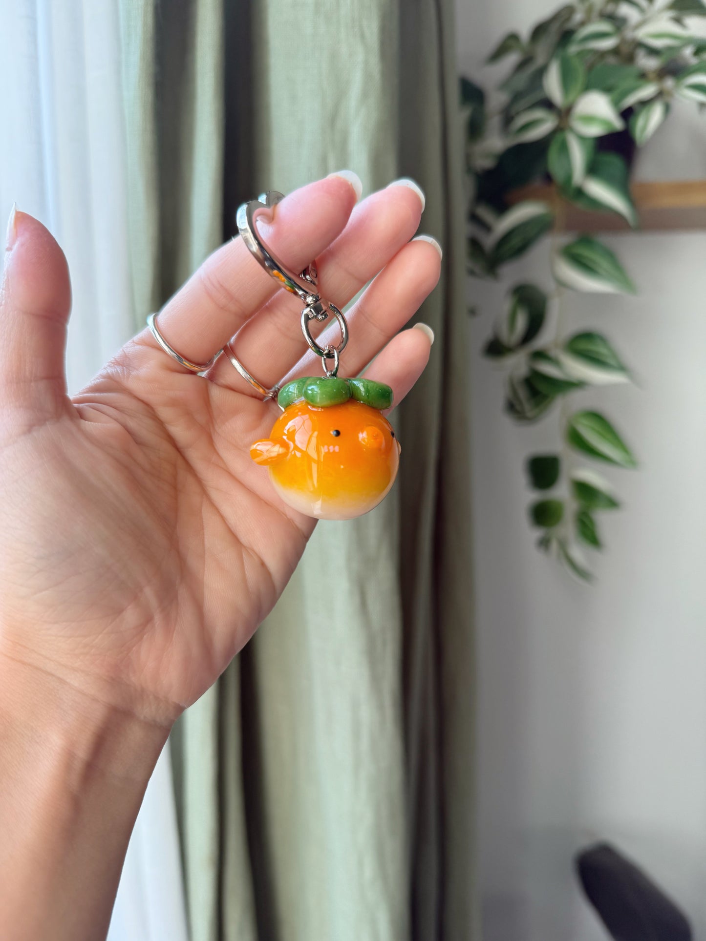 Available now Persimmon Puffy Desk Friend | Keychain | Phone Charm