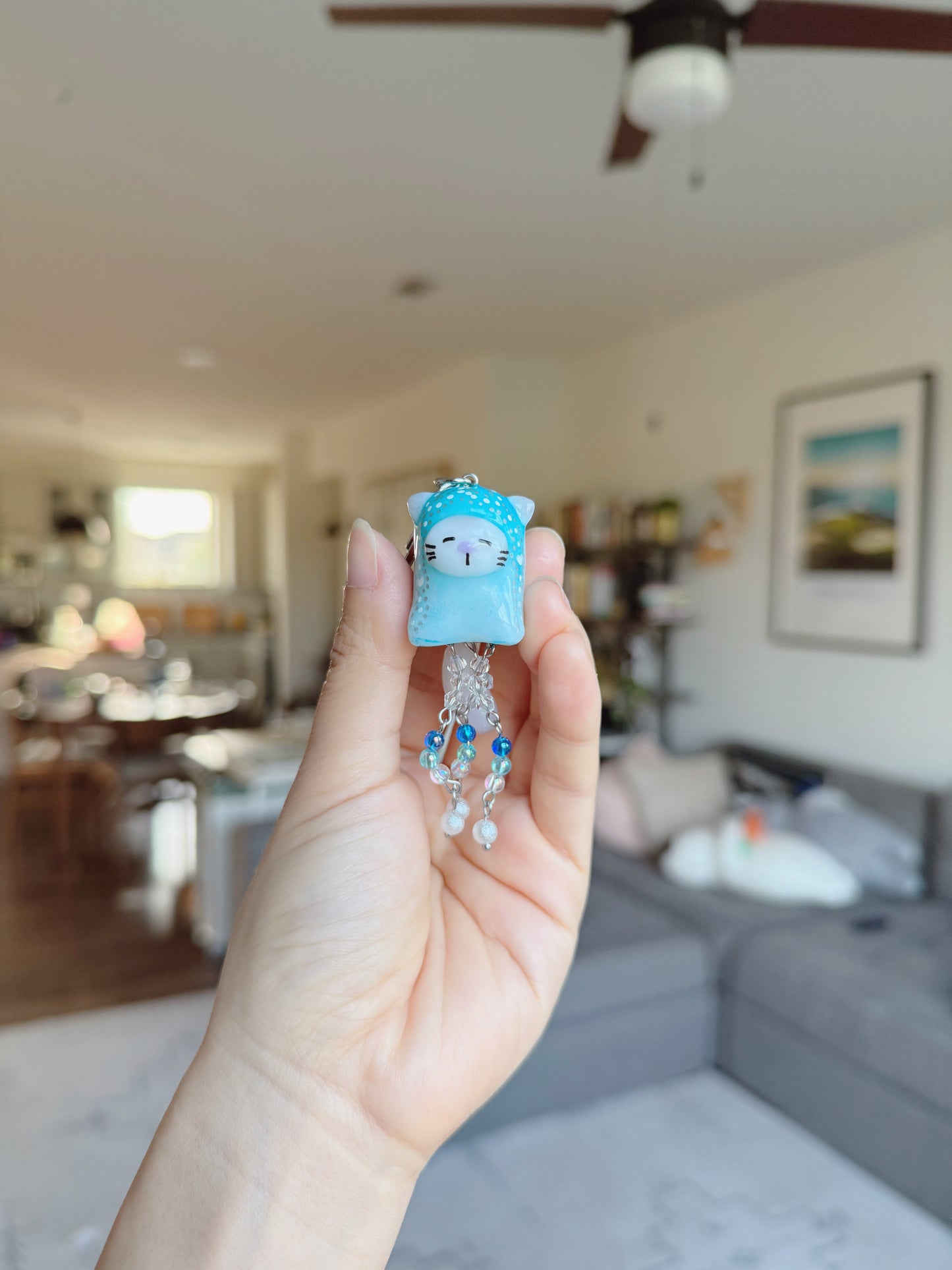 Blue Jelly Cat Keychain | Jellyfish Cat