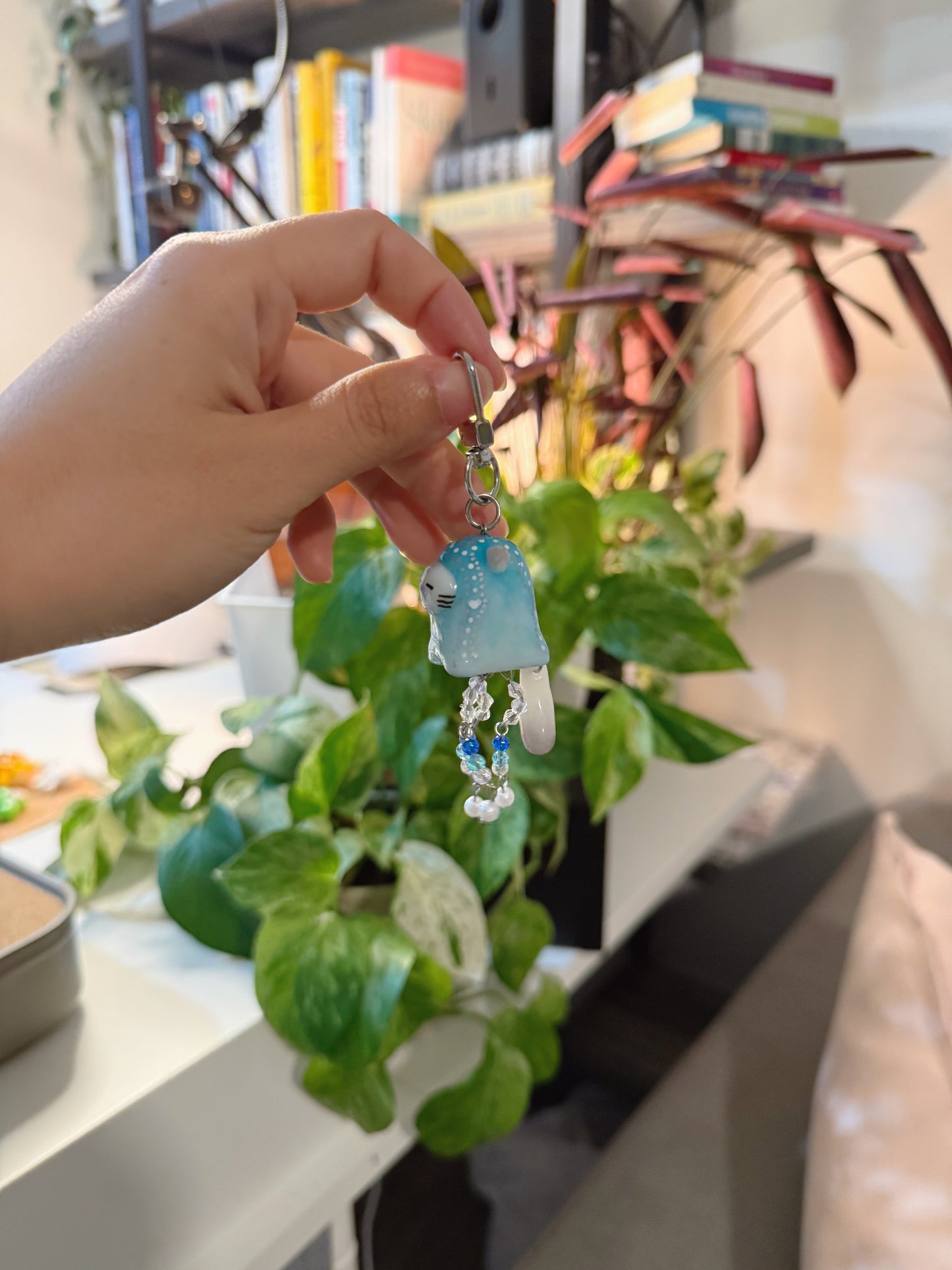 Blue Jelly Cat Keychain | Jellyfish Cat