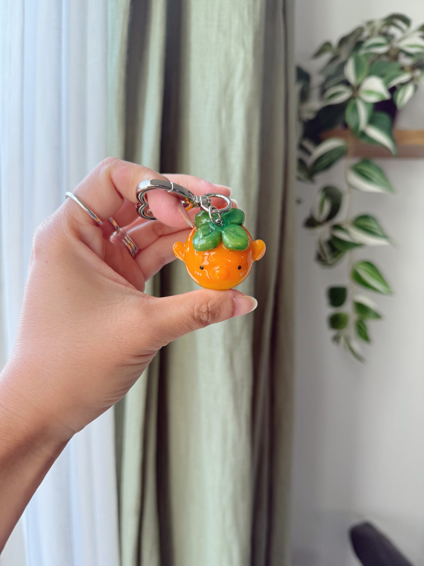 Available now Persimmon Puffy Desk Friend | Keychain | Phone Charm