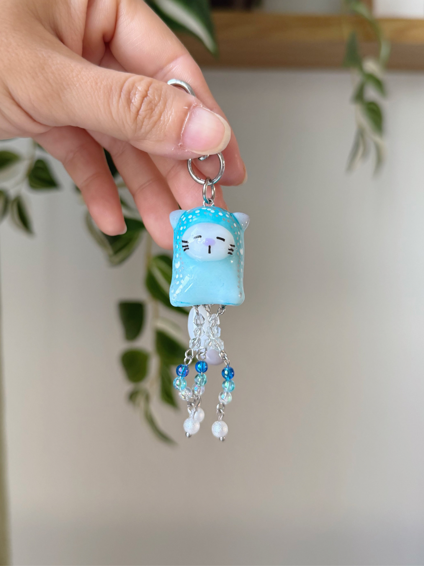 Blue Jelly Cat Keychain | Jellyfish Cat