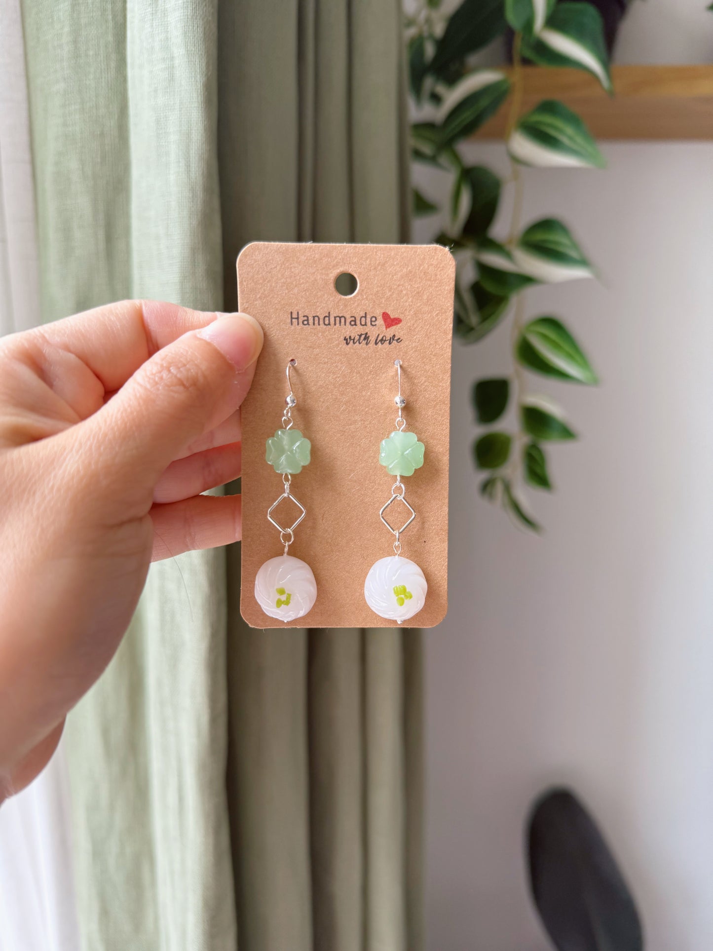 Bao Glass Jade Drop Earrings | Dark Green | Light Green