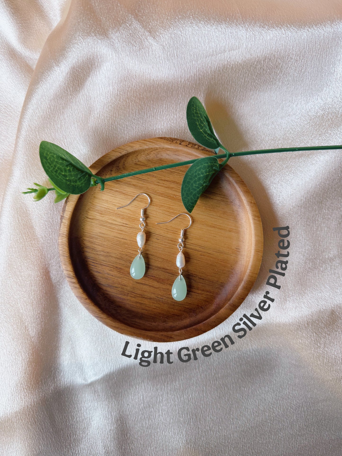 Glass Jade Pearl Drop Earrings