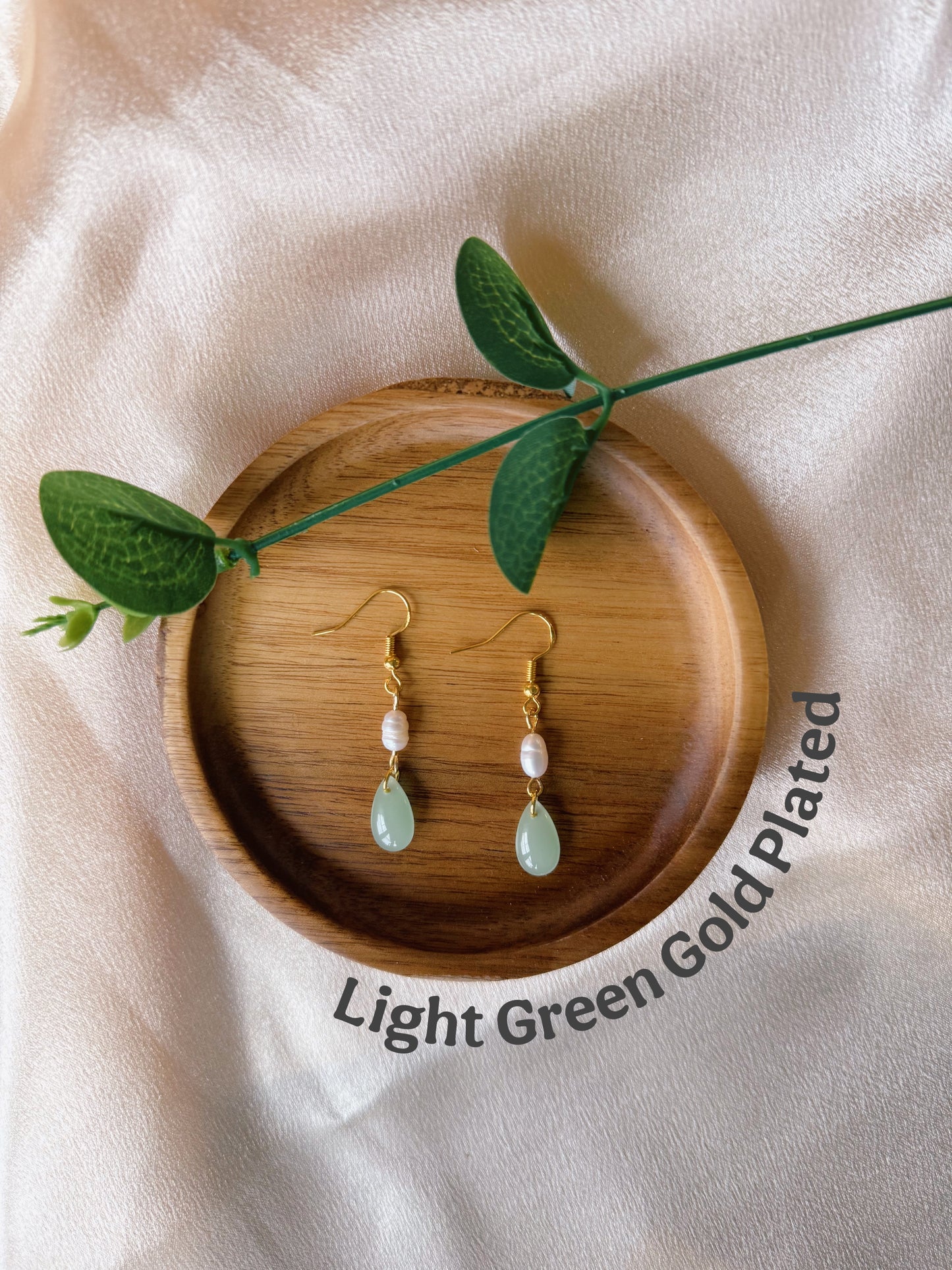 Glass Jade Pearl Drop Earrings