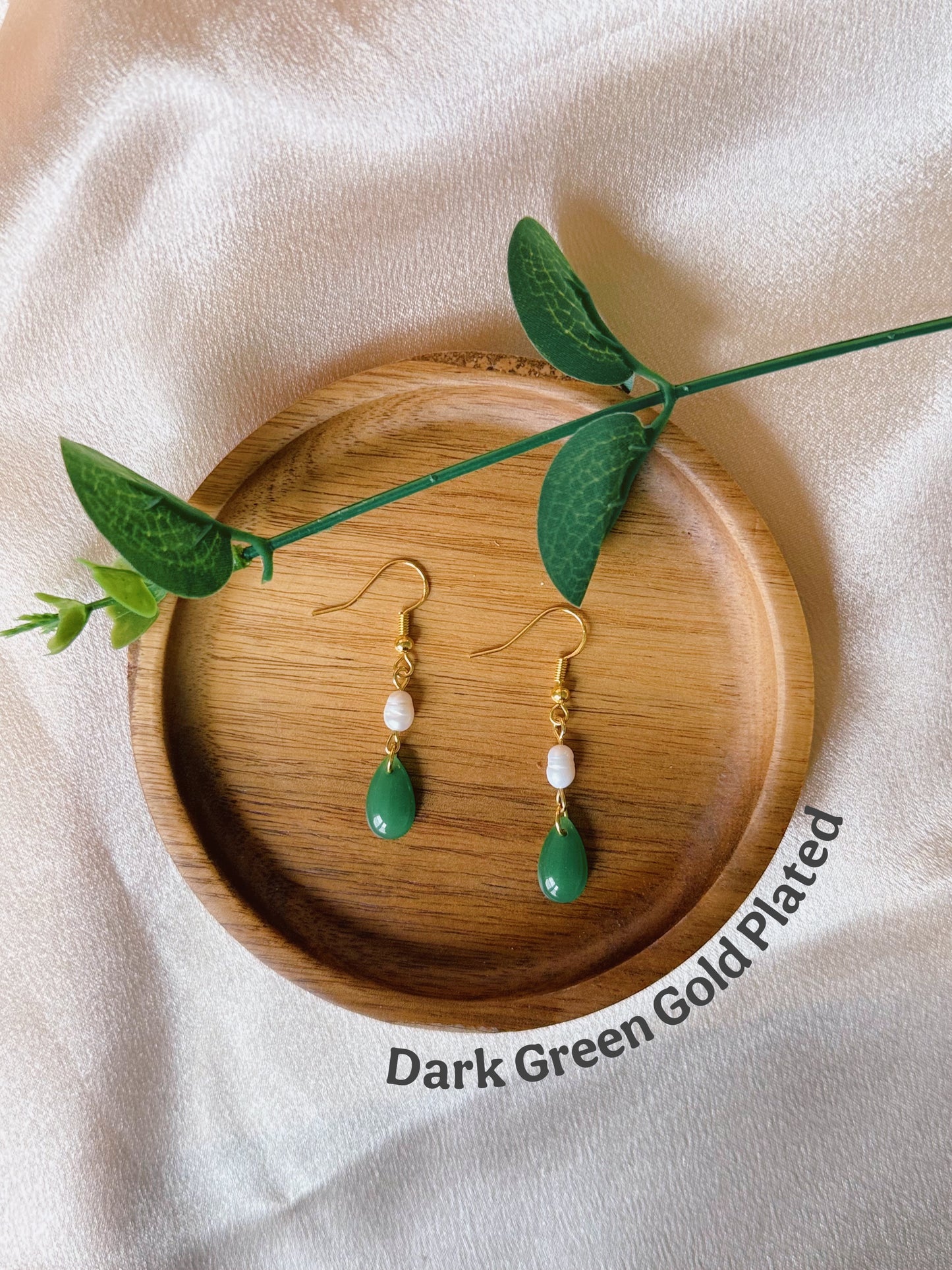 Glass Jade Pearl Drop Earrings
