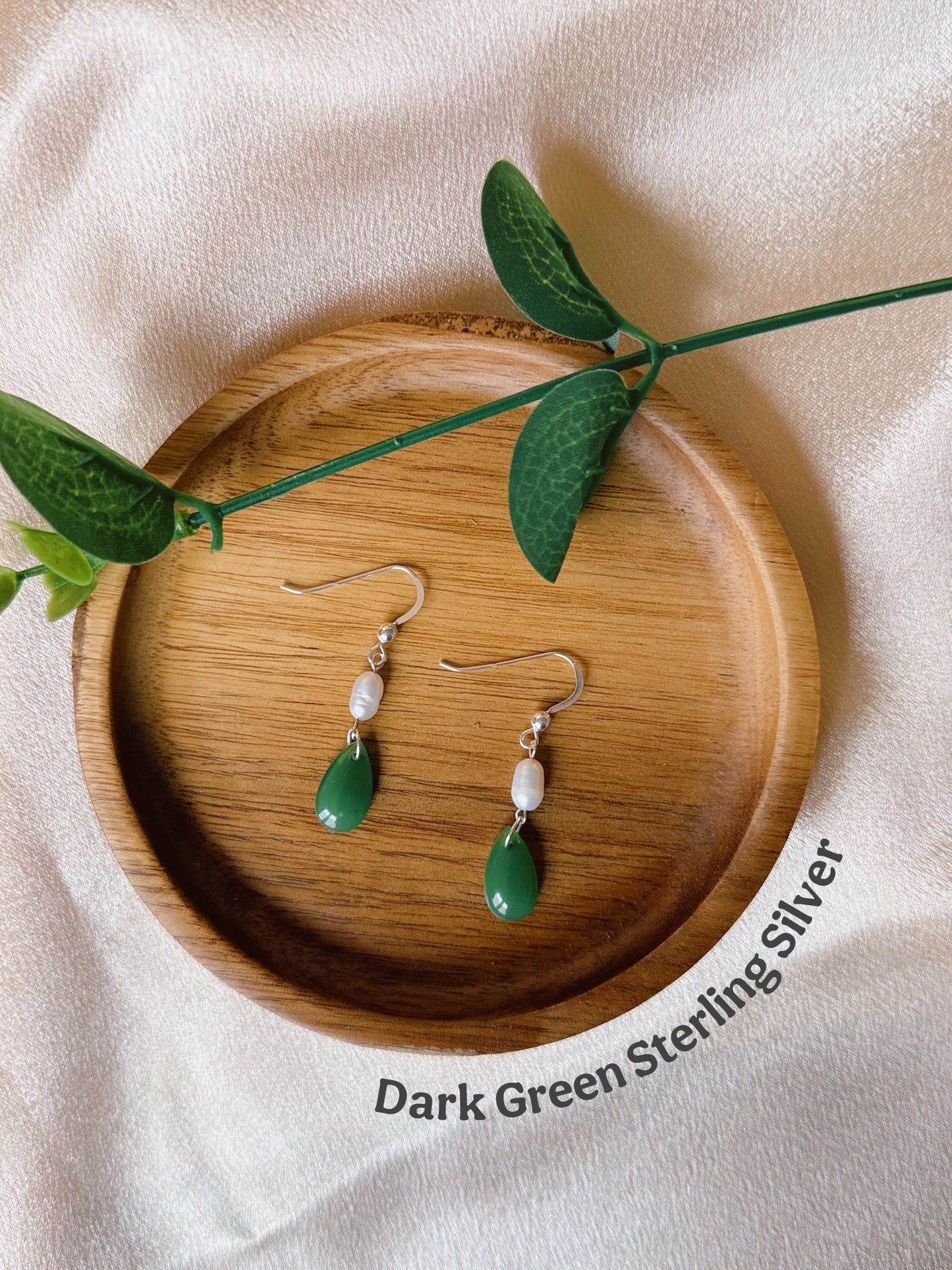 Glass Jade Pearl Drop Earrings