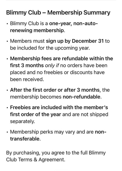 Blimmy Club Annual Membership!