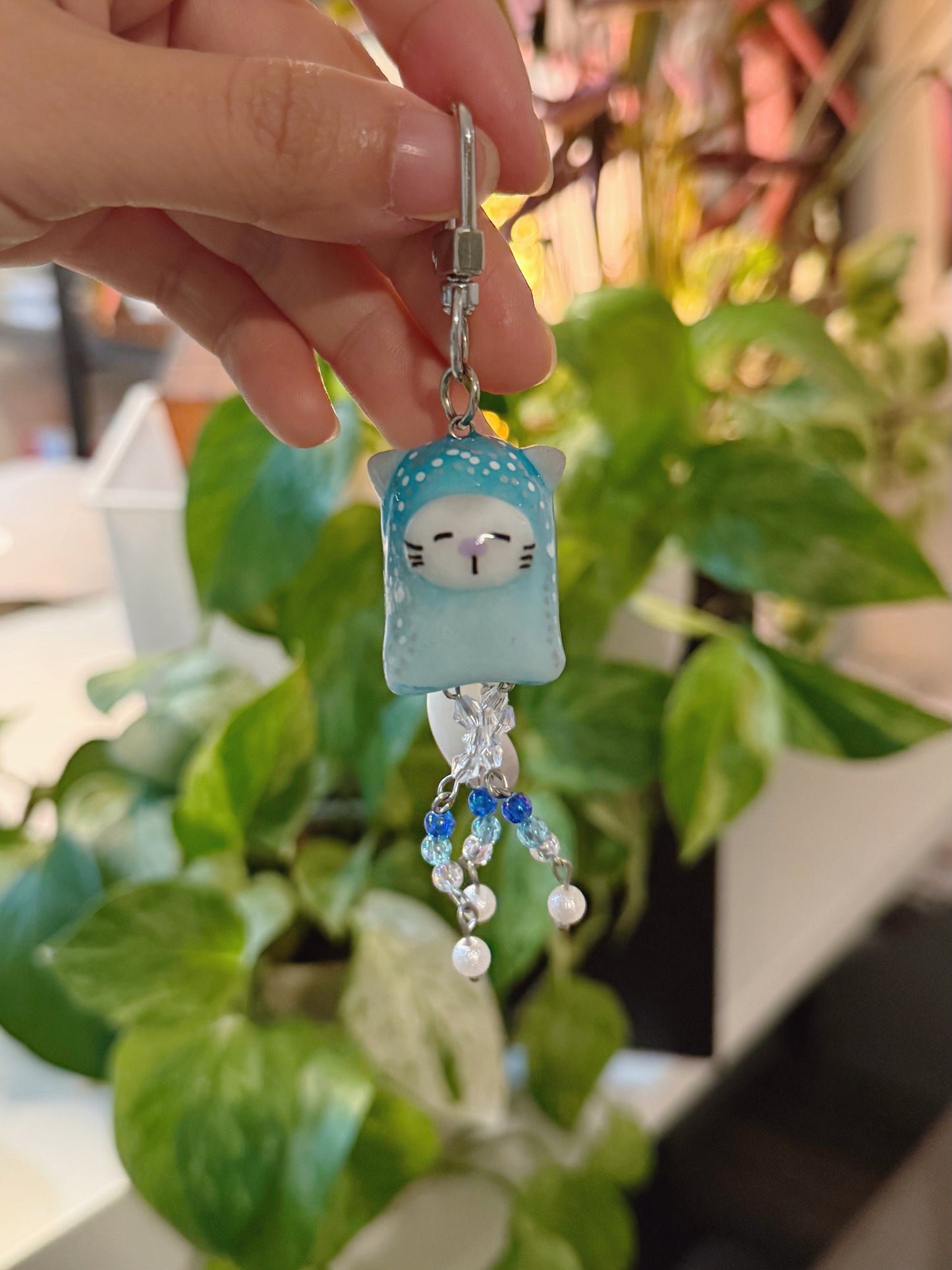Blue Jelly Cat Keychain | Jellyfish Cat