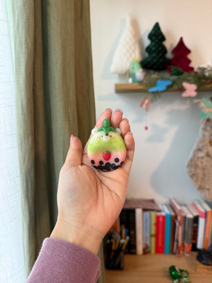 Strawberry Matcha Boba Bear | Spinner | Worrystone