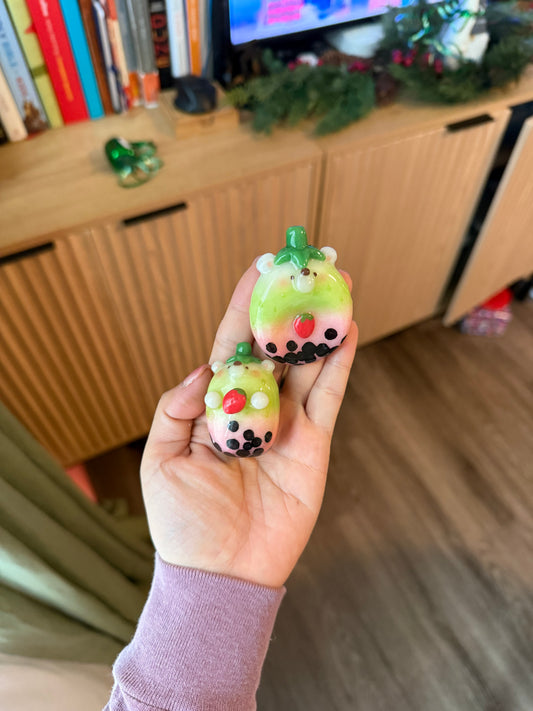 Strawberry Matcha Boba Bear | Spinner | Worrystone