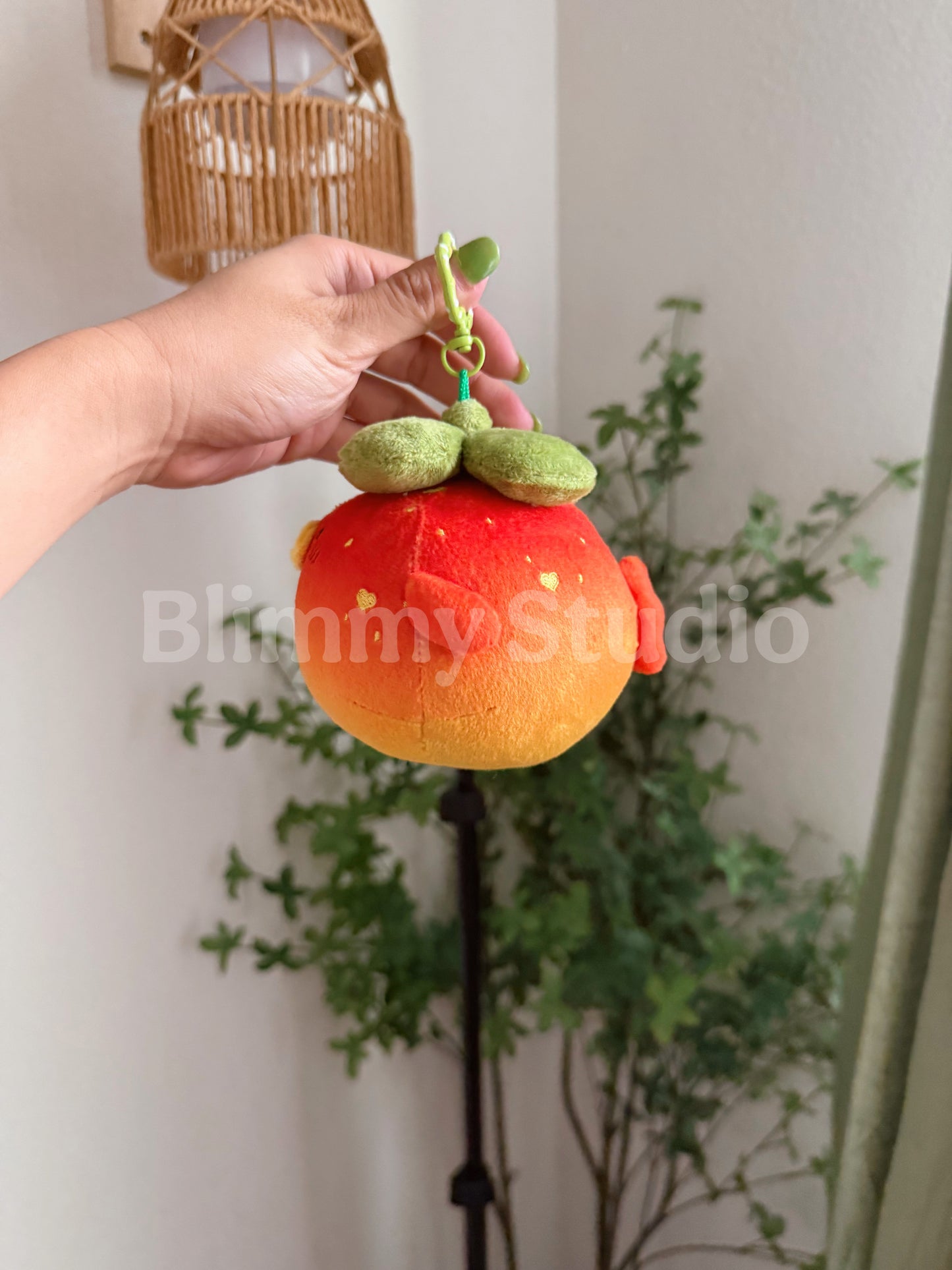 Pre-order | 4” Persimmon Puffy Fish Plushy Bag Charm | Stuffed Animal with Clip | Backpack Charm