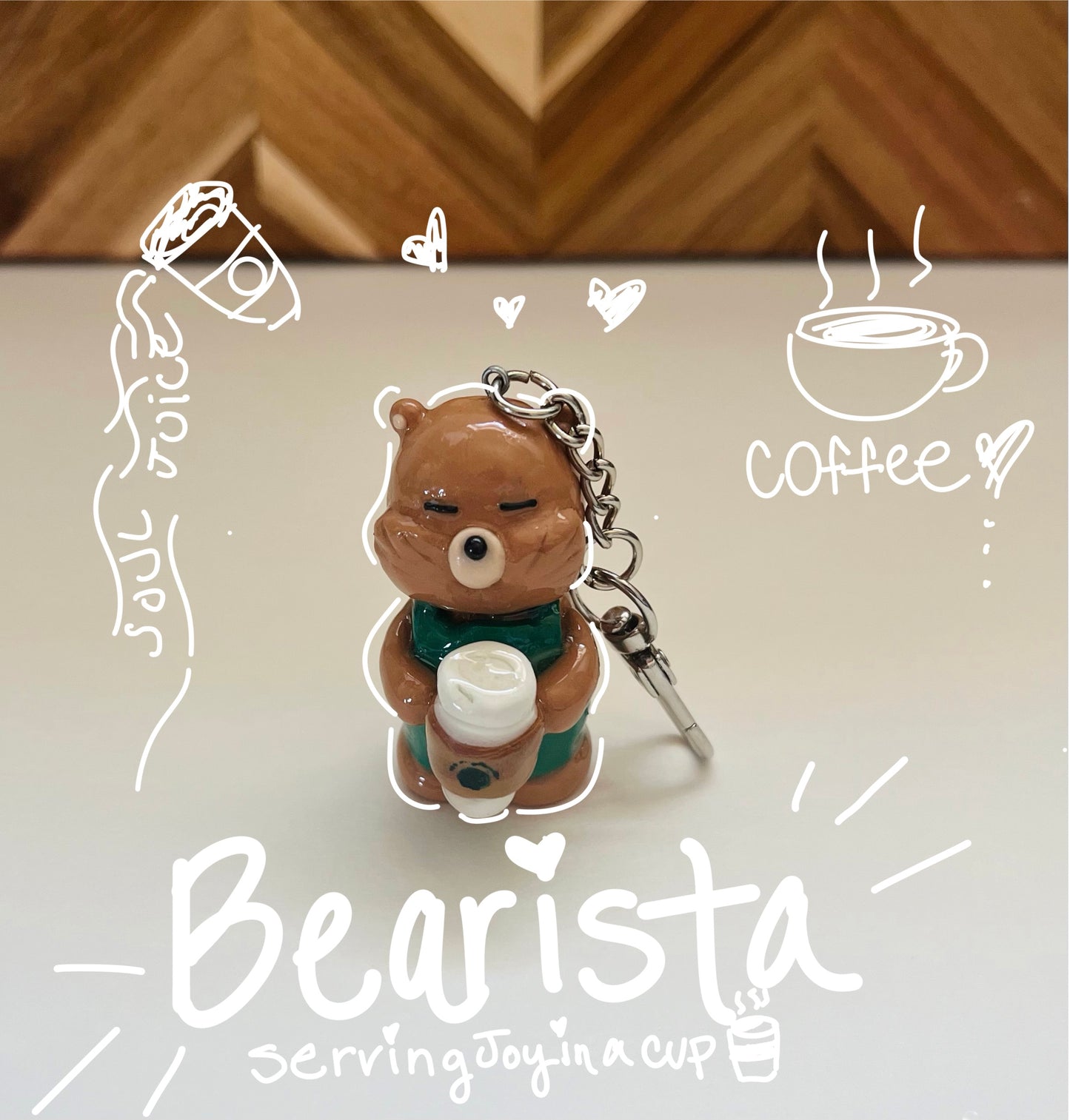 Barista Bear Keychain