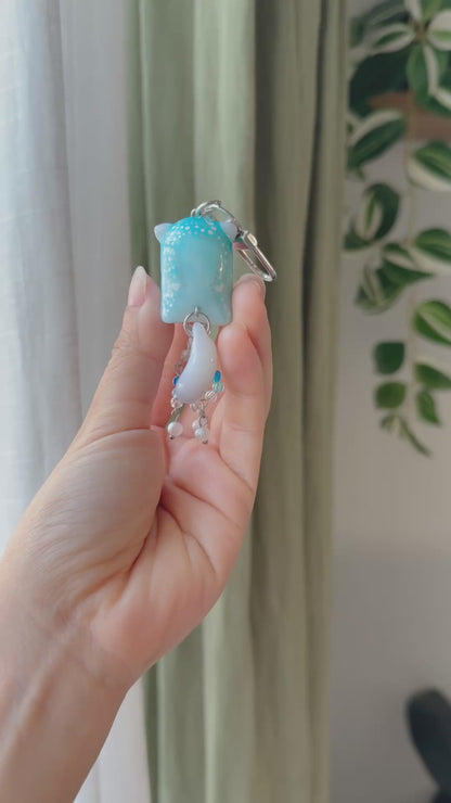 Blue Jelly Cat Keychain | Jellyfish Cat