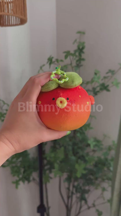 Pre-order | 4” Persimmon Puffy Fish Plushy Bag Charm | Stuffed Animal with Clip | Backpack Charm